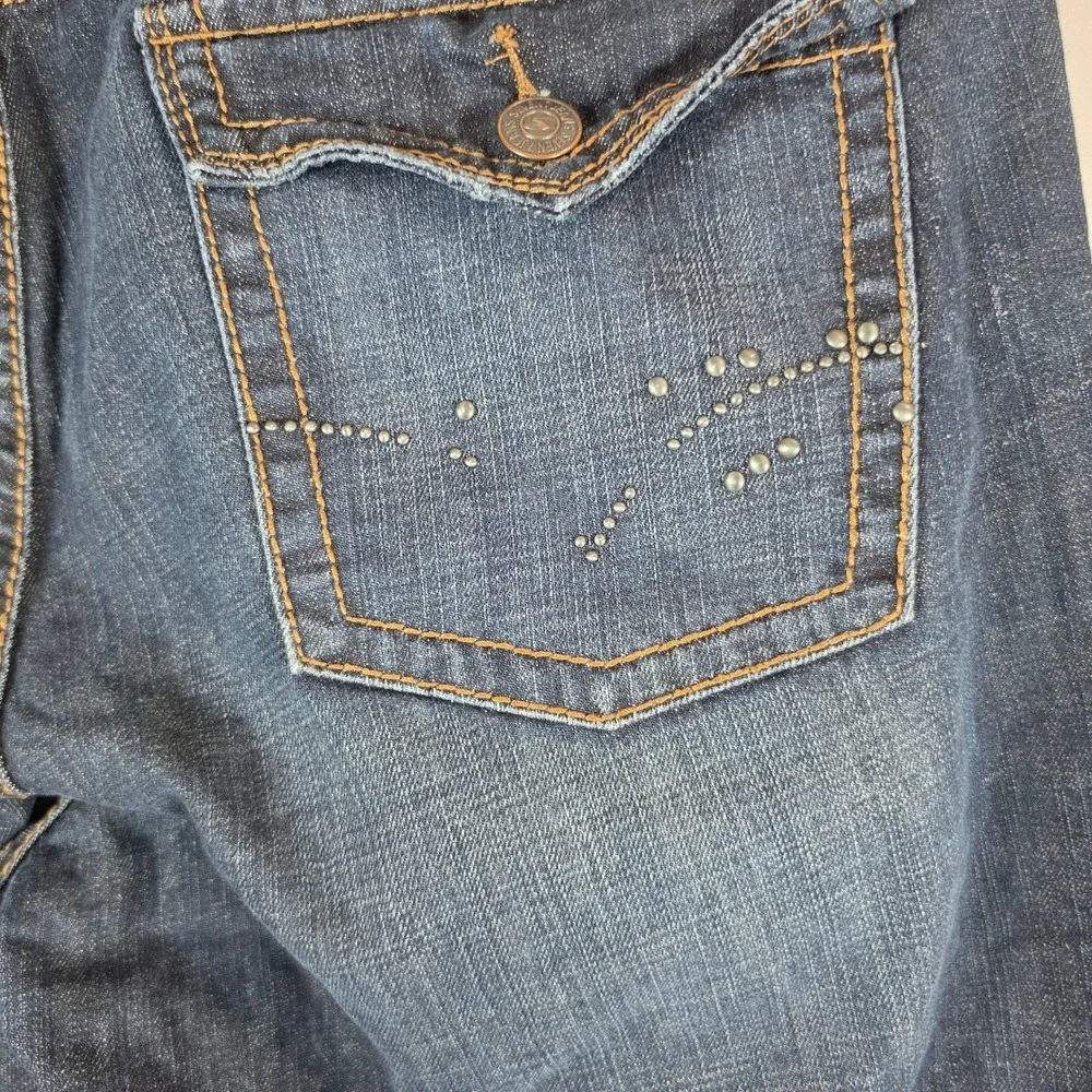 Seven7 Mens Bootcut‎ Jeans Dark Wash Blue Denim Studded Flap Pocket 40x32